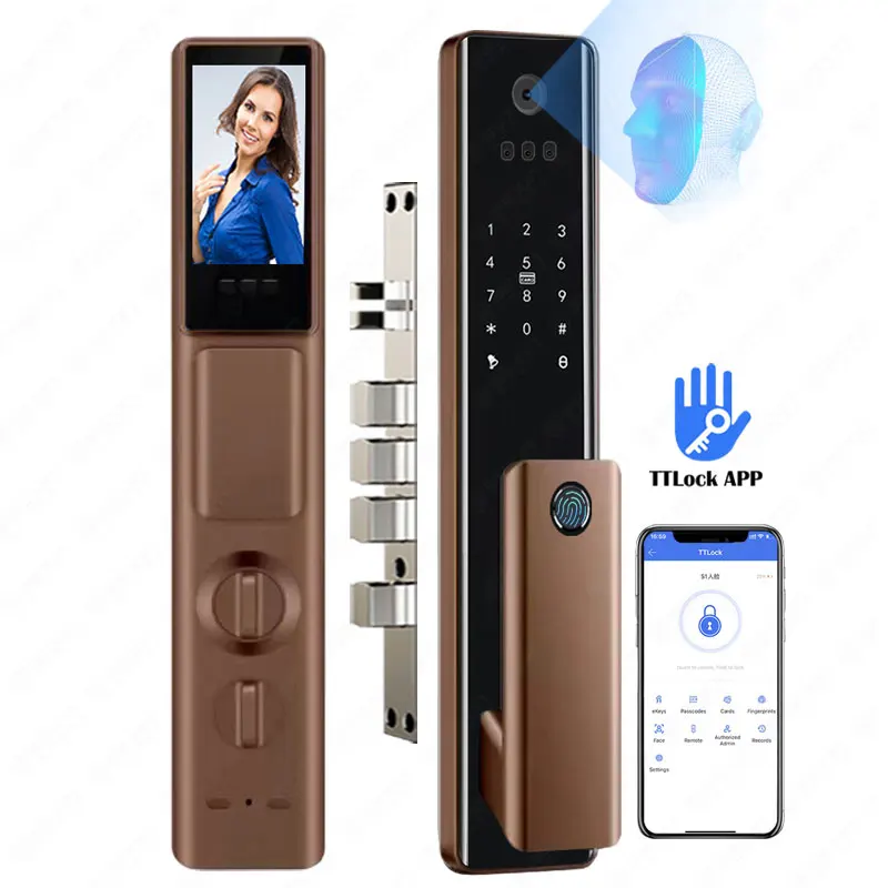 

3D Facial Recognition Intelligent Door Lock Fingerprint Card Key Door Lock TTlock Tuya APP Unlock Door Lock