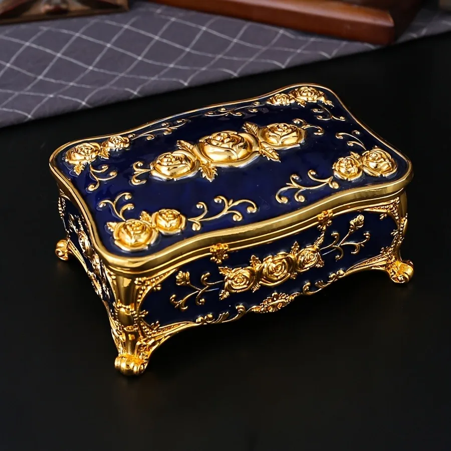 Boîte à bijoux vintage européenne en métal émail avec couvercle peint à la main - Cadeau de vacances parfait (Saint-Valentin, Nouveau lunaire, Ramadan)