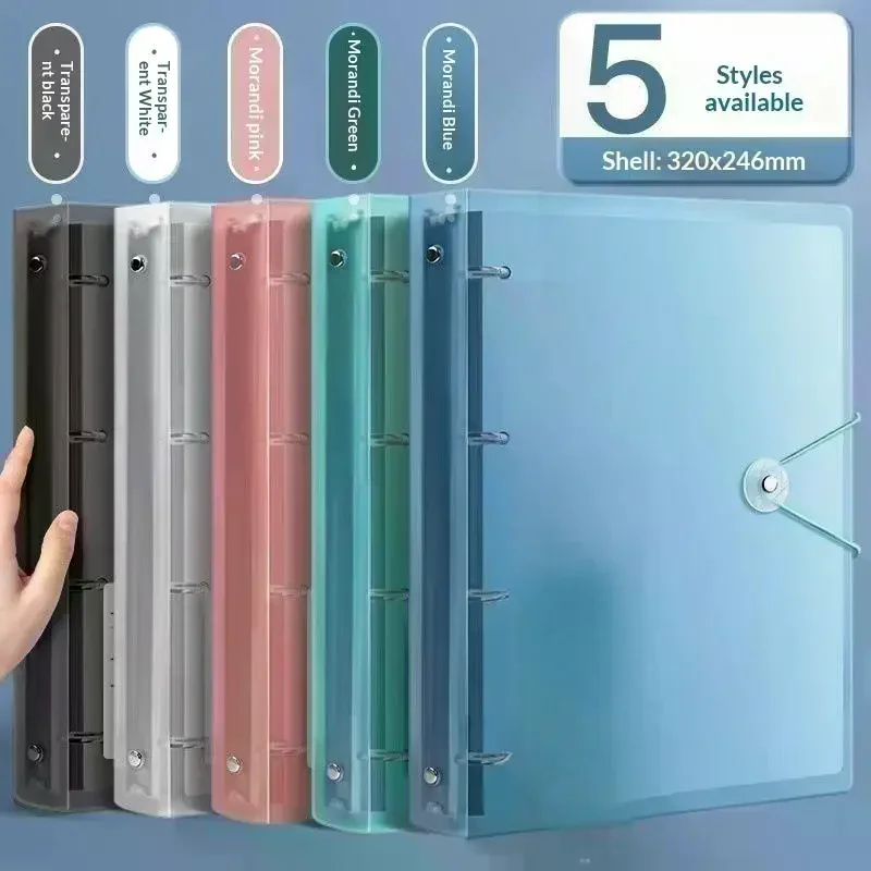 Waterproof Transparent Plastic 3 Ring Binder 5 Colors Elastic Buckle For School Office Document Storage