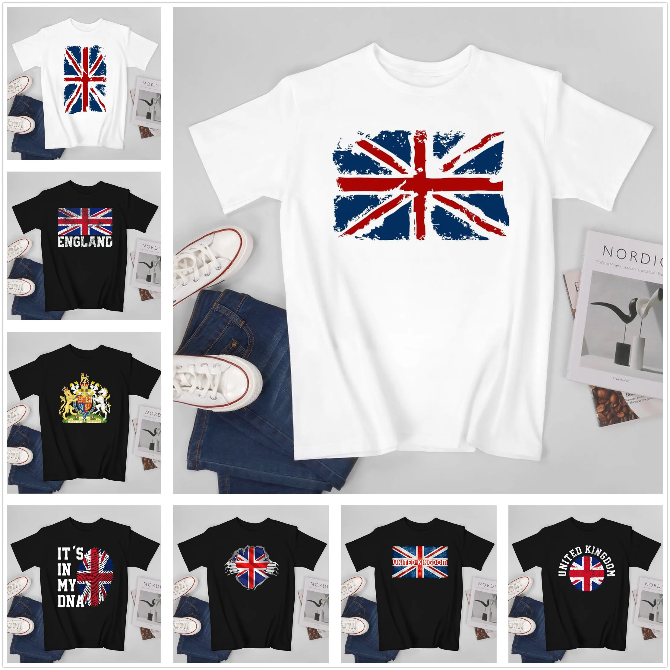 More Design Men Tshirt United Kingdom Flag UK Great Britain Tees T-Shirt O-neck T Shirts Women Boys Clothing 100% Cotton