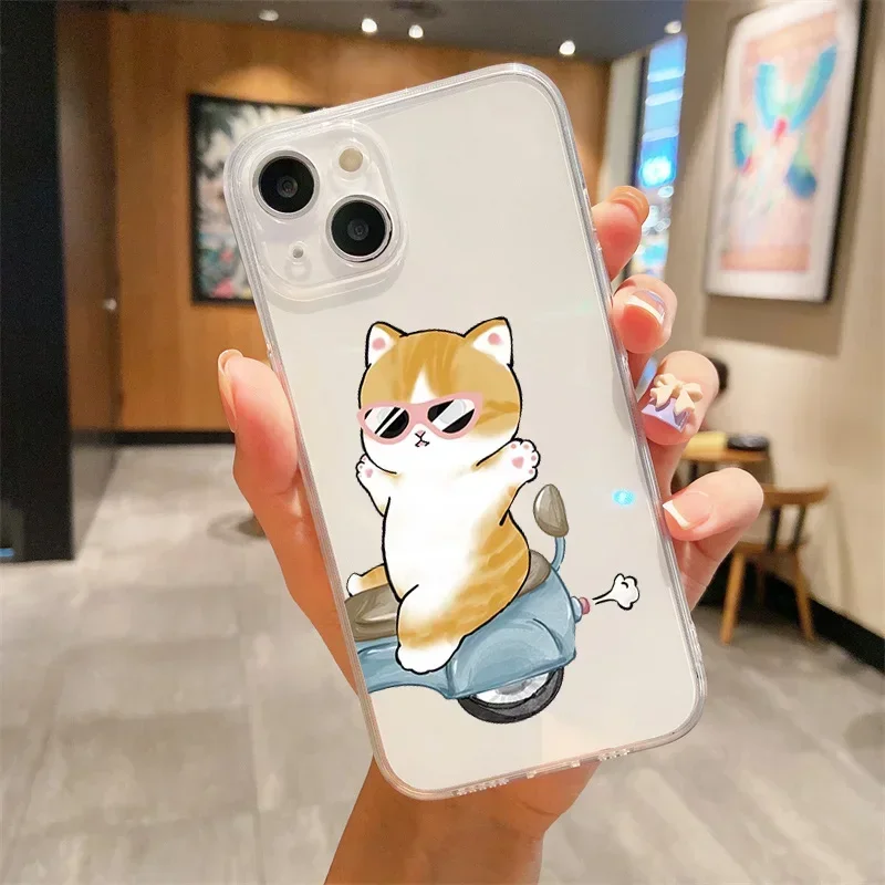 Cartoon Cats Clear Lovers Couple Phone Case For iPhone 15 16 13 14 11 12 Pro Max 13Mini SE 7 814 Plus Paired Cover Shell Fundas