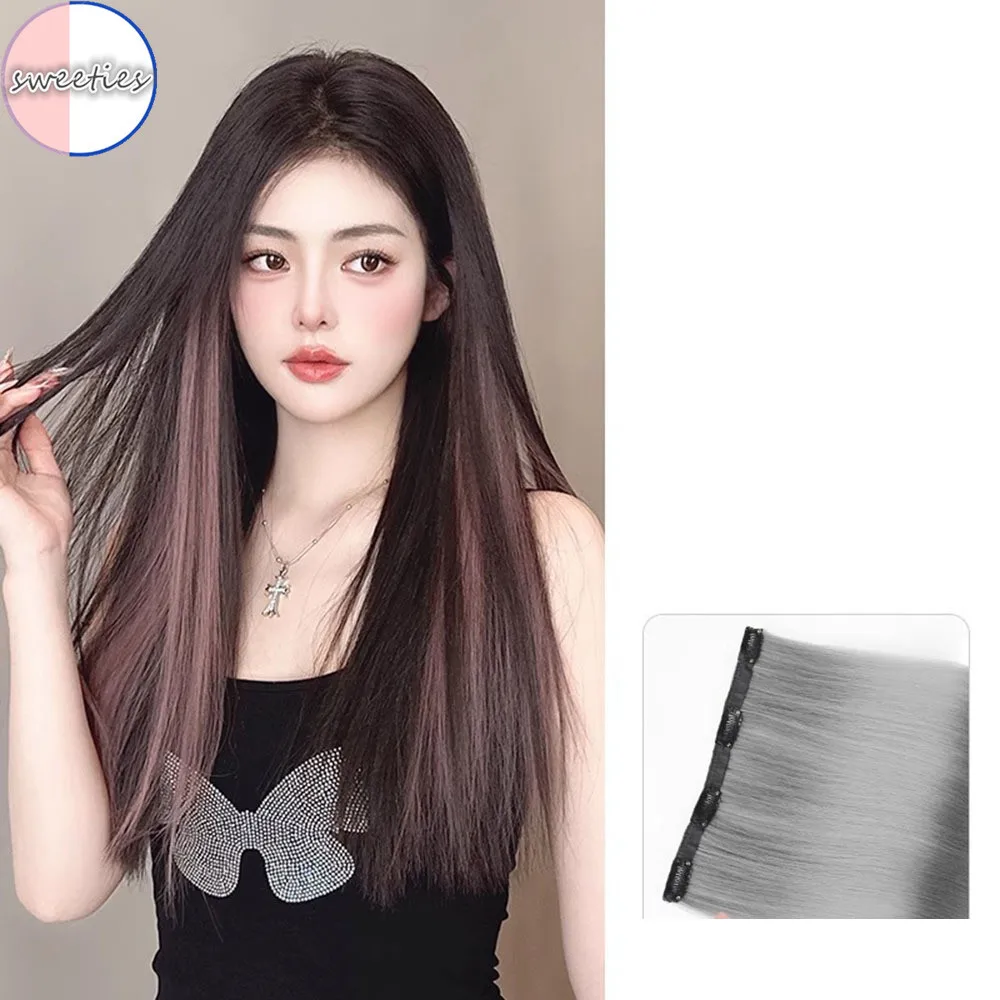 50cm Long Hair Synthetic Wig for Women Invisible and Traceless Simulated Straight Hair Extension Piece