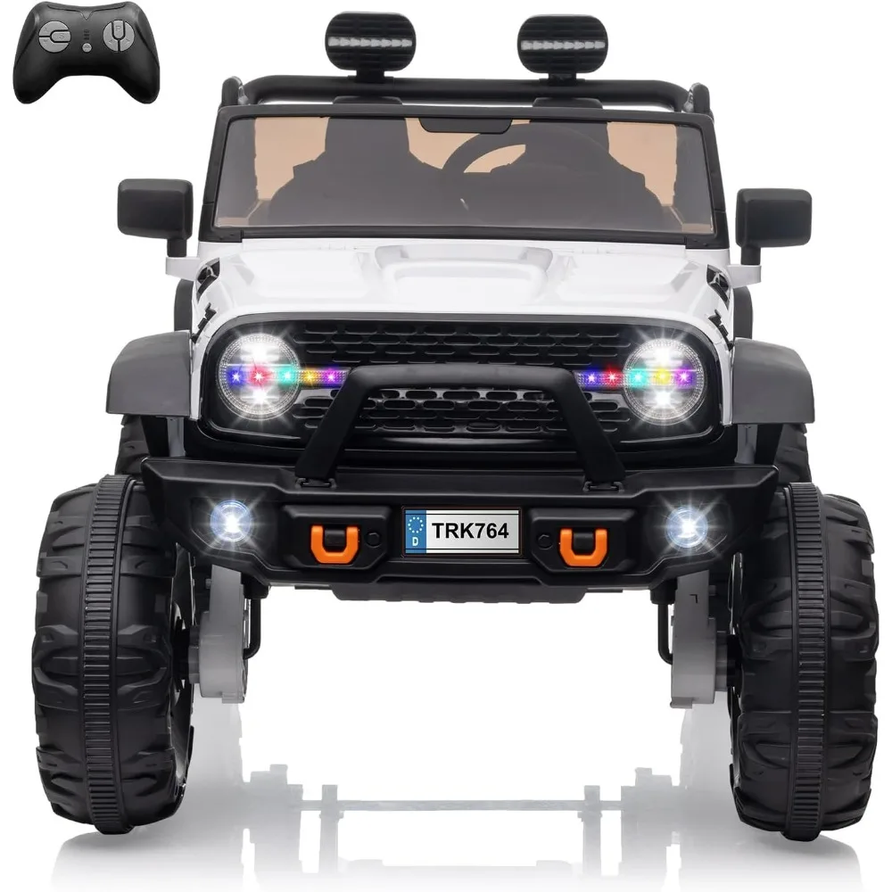 

Kids Ride on Truck with Remote Control, 4 Motors + 7Ah Battery 20" Extra Width Seat Electric Ride Toy