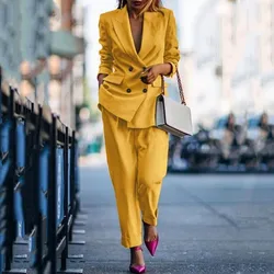 Salopette à Double boutonnage pour femmes, couleur unie, costume deux pièces, décontracté, soirée, bal de promo, 2023