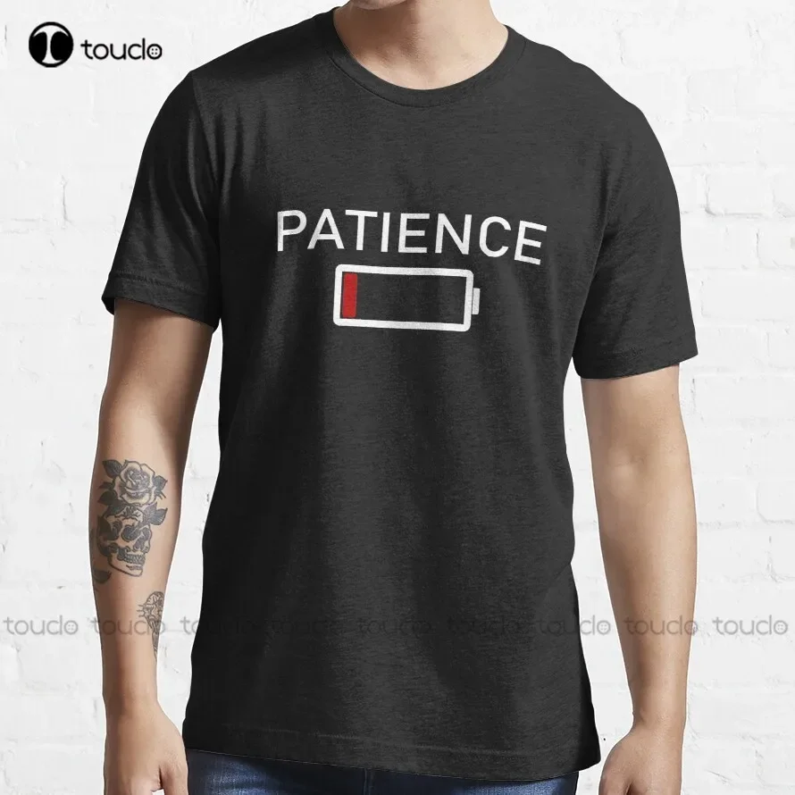 Patience Low Battery Trending T-Shirt Womens Golf Shirt Fashion Design Casual Tee Shirts Tops Hipster Clothes Make Your Design