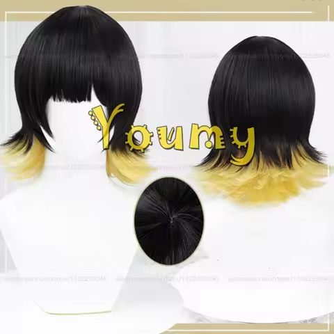 Bachira Meguru Wig Men 36cm Short Black Yellow Wig Cosplay Anime Cosplay Wigs Heat Resistant Synthetic Wigs
