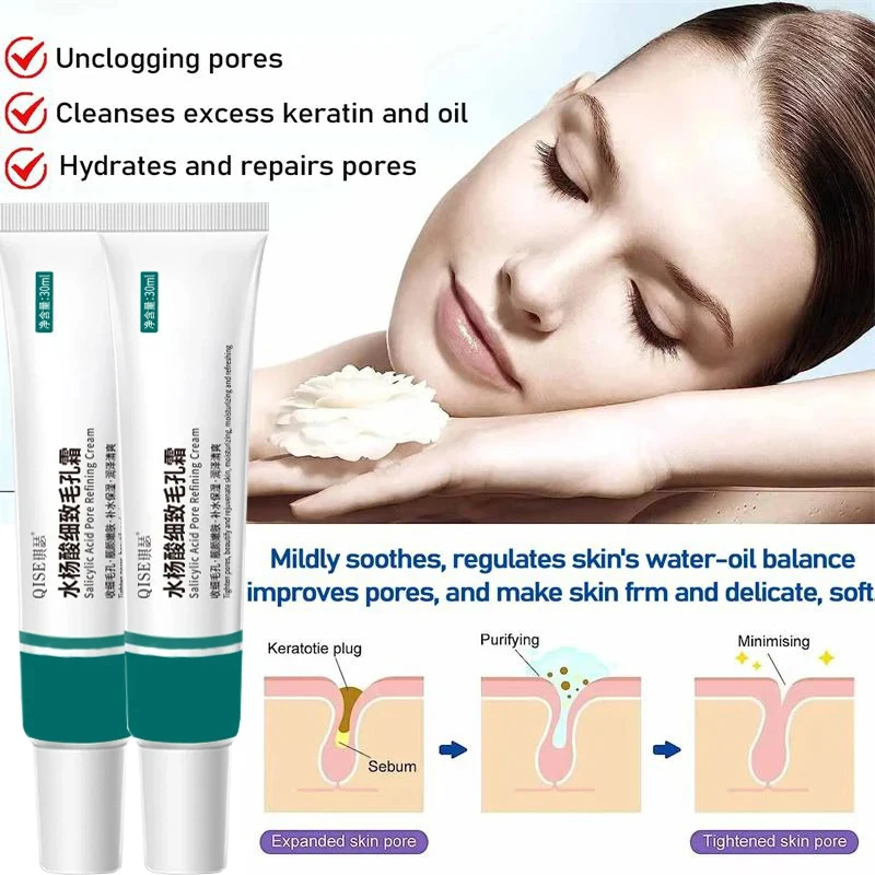 Salicylic Acid Pore Shrinking Cream Large Pores Tightening Repairing Serum Moisturizing Oil Control Skin Care