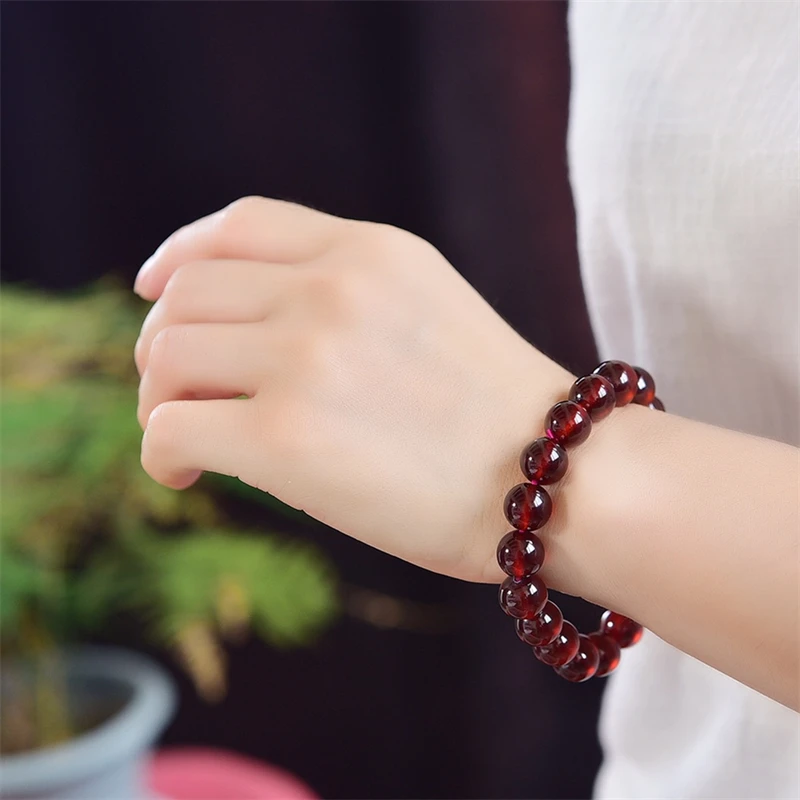 Natural Orange Red Garnet Bracelet Healing Visuddhi Chakra Stress Relief Reiki Yoga Energy Gift 1PCS