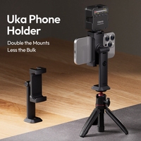 Ulanzi MA54 Uka Phone Holder with Dual Cold Shoe Mount Photography Phone Clamp Vlog Shot for Monopod Desktop Tripod Selfie Stick