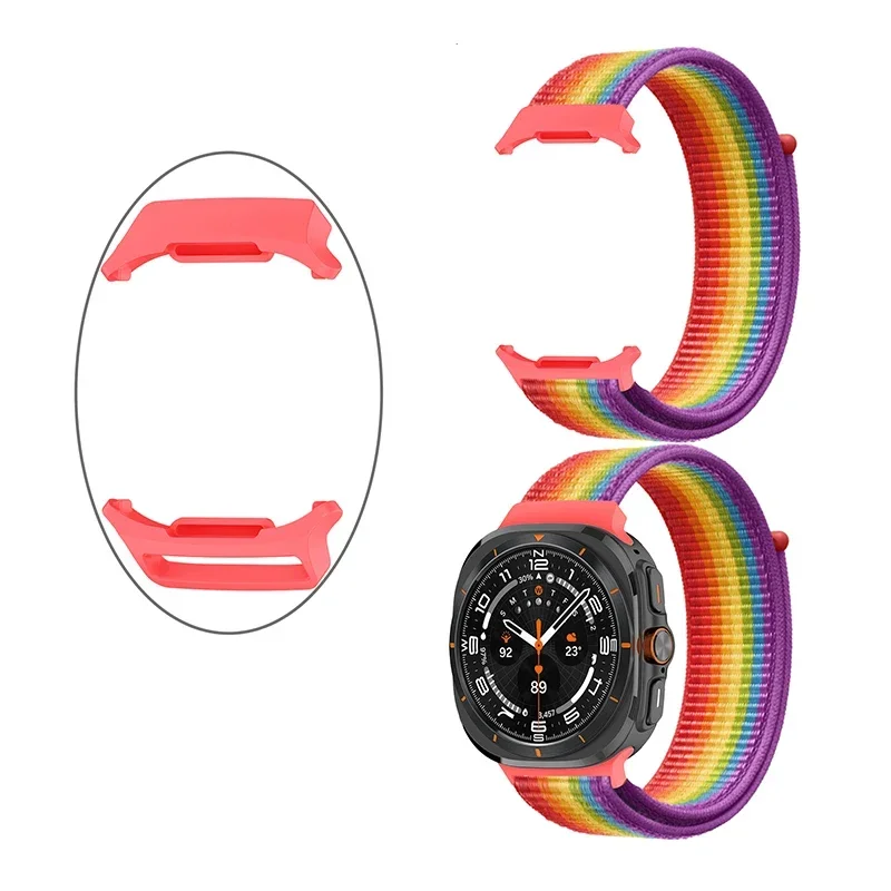 Pulseira de nylon para samsung galaxy watch 7 ultra 47mm pulseira de velcro para galaxy watch 7 ultra 47mm pulseira esportiva com extremidade curvada