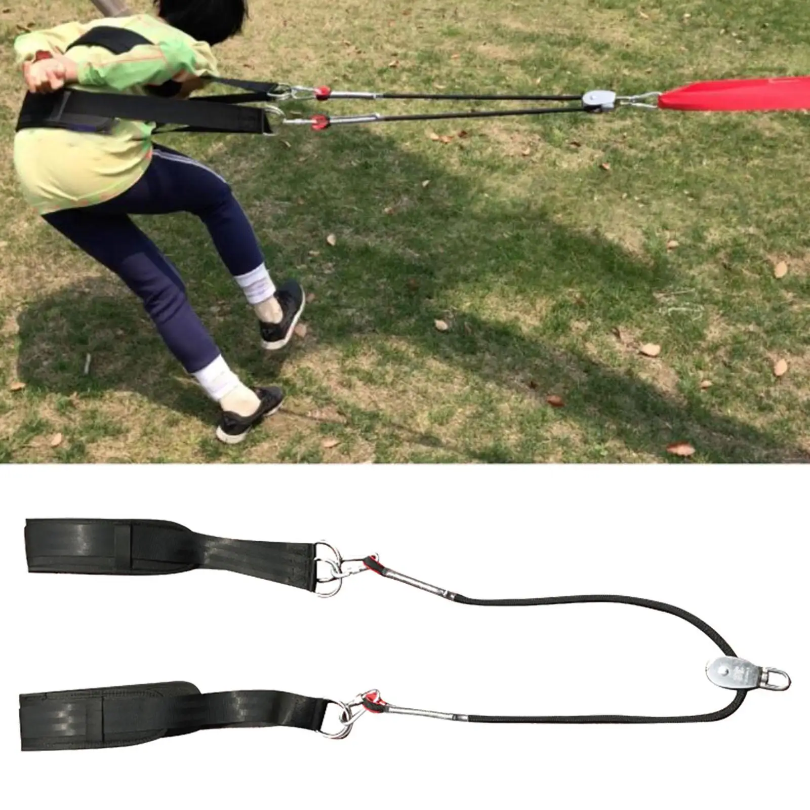 

Прочный полиэстеровый тяговый ремень для катания на коньках Универсальный вспомогательный ремень для сумки для бега на талии и катания на коньках