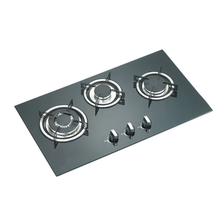 

Tempered Glass 3-Burner Built-in Gas Stove With Safety Shut-off And Dual Gas Compatibility