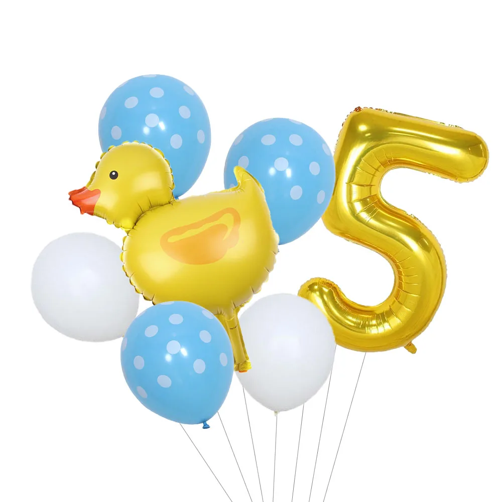 Mini Duck Foil Balloons Set, Balão Número de Ouro para Crianças, Festa de Aniversário, Baby Shower Decoração Suprimentos, 32 \