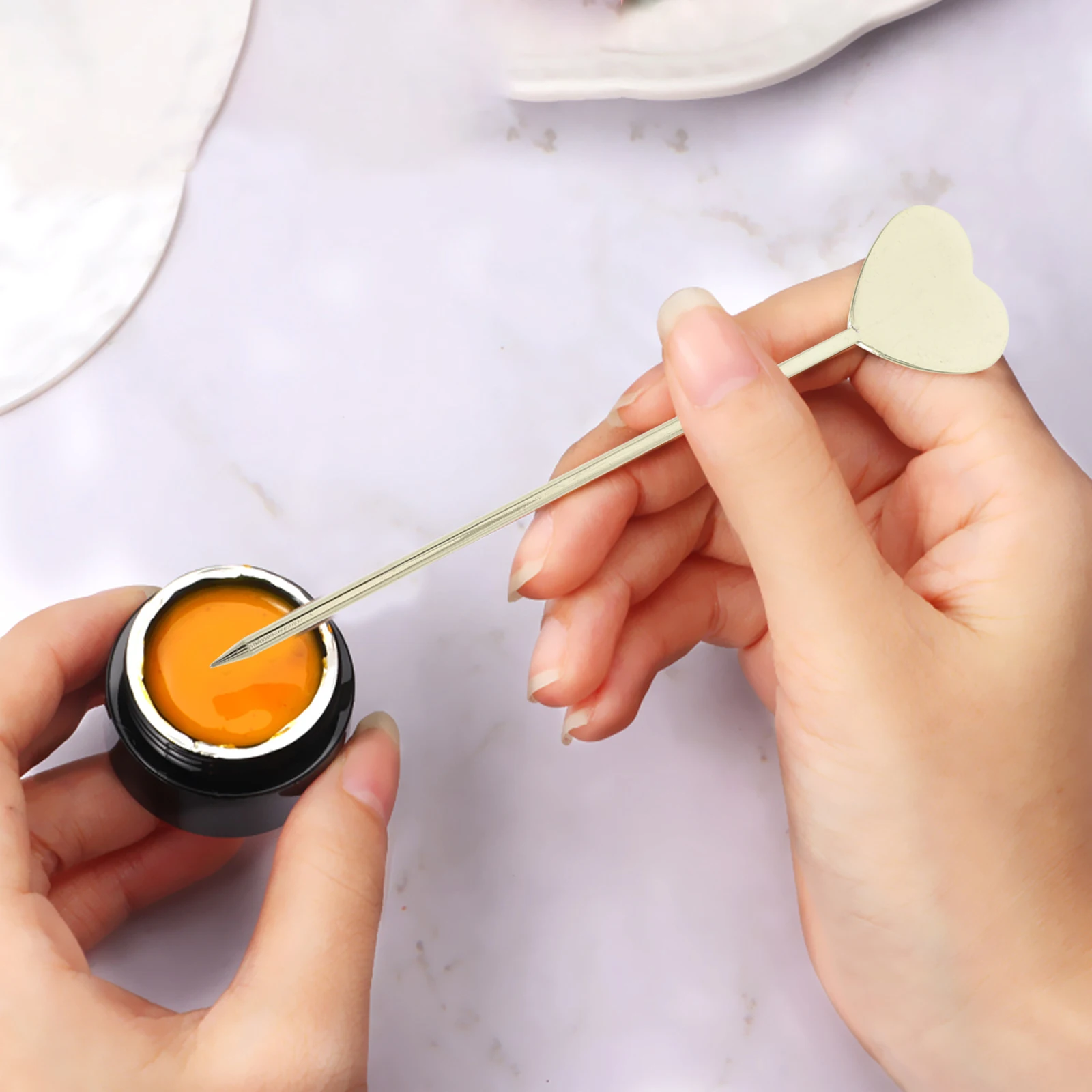 

2pcs Stainless Steel Cosmetics Stirring Rods Nail Polish Mixing Tools Smooth Makeup Spatula Scoop Manicure Supplies Compact Size