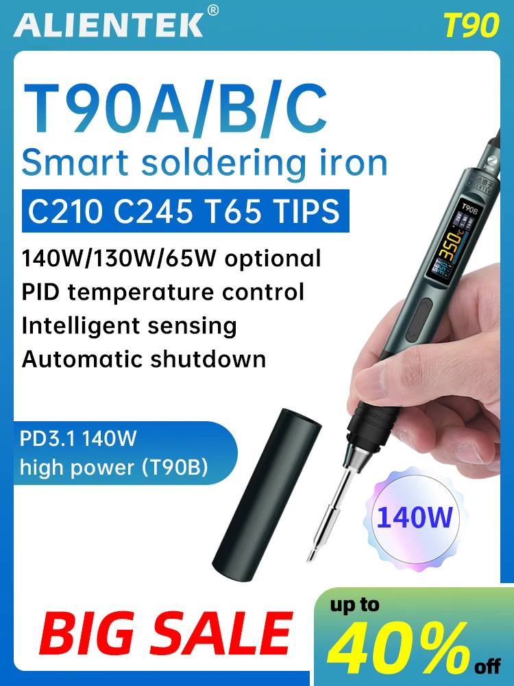 ALIENTEK T90B Lutownica Serii T245/T210/T65 Opcjonalna Seria T80 Nowa Wersja Regulowana Temperatura Narzędzie do Lutowania — 2