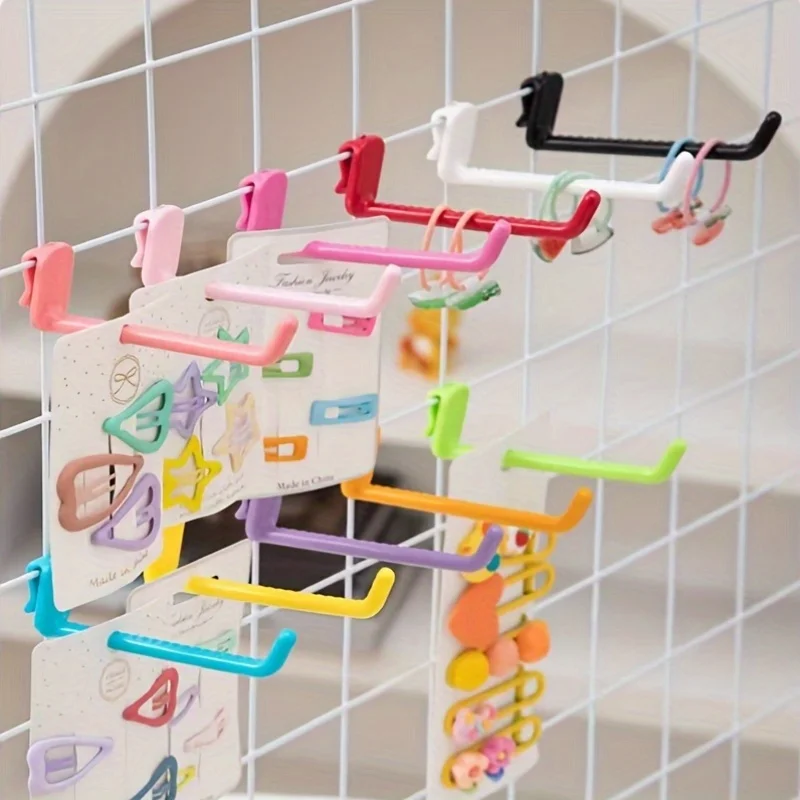 10/20pcs Pack Random Color Durable Plastic Hooks, Suitable for Metal Mesh Panels - Ideal Choice for Supermarkets, Retail Stores