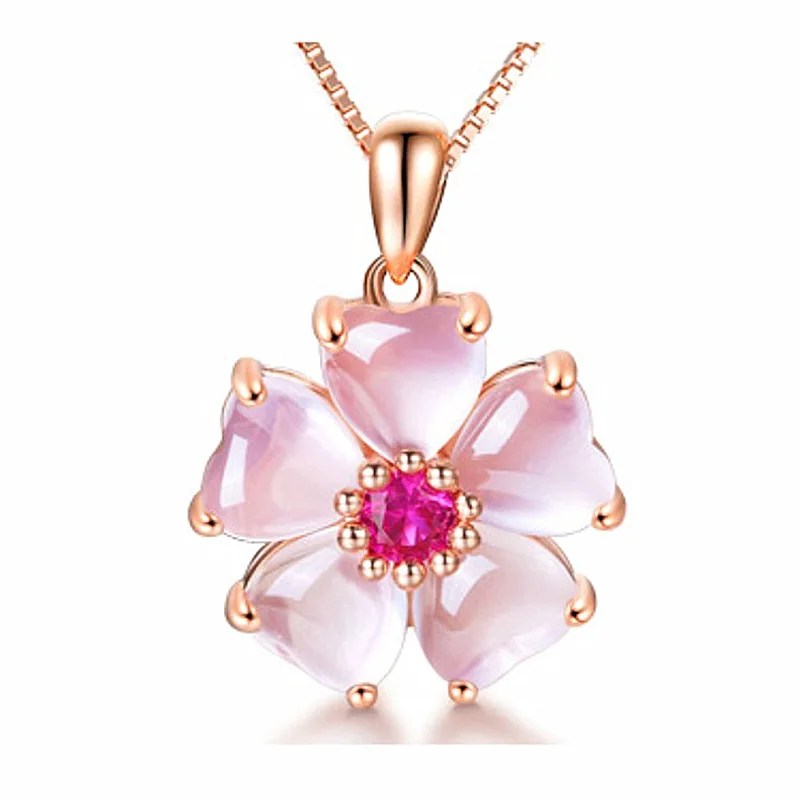 Multicolor CZ Flower Necklace Pendant Copper Gold Plated Crystal DIY Jewelry Making Component Wholesale