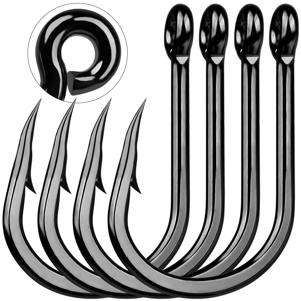 PROBEROS 50 Stück 2/0 # -10/0 #   Heavy Duty Black Jig Hooks Deep Sea Big Game Salzwasser Angelhaken Pesca Angelzubehör