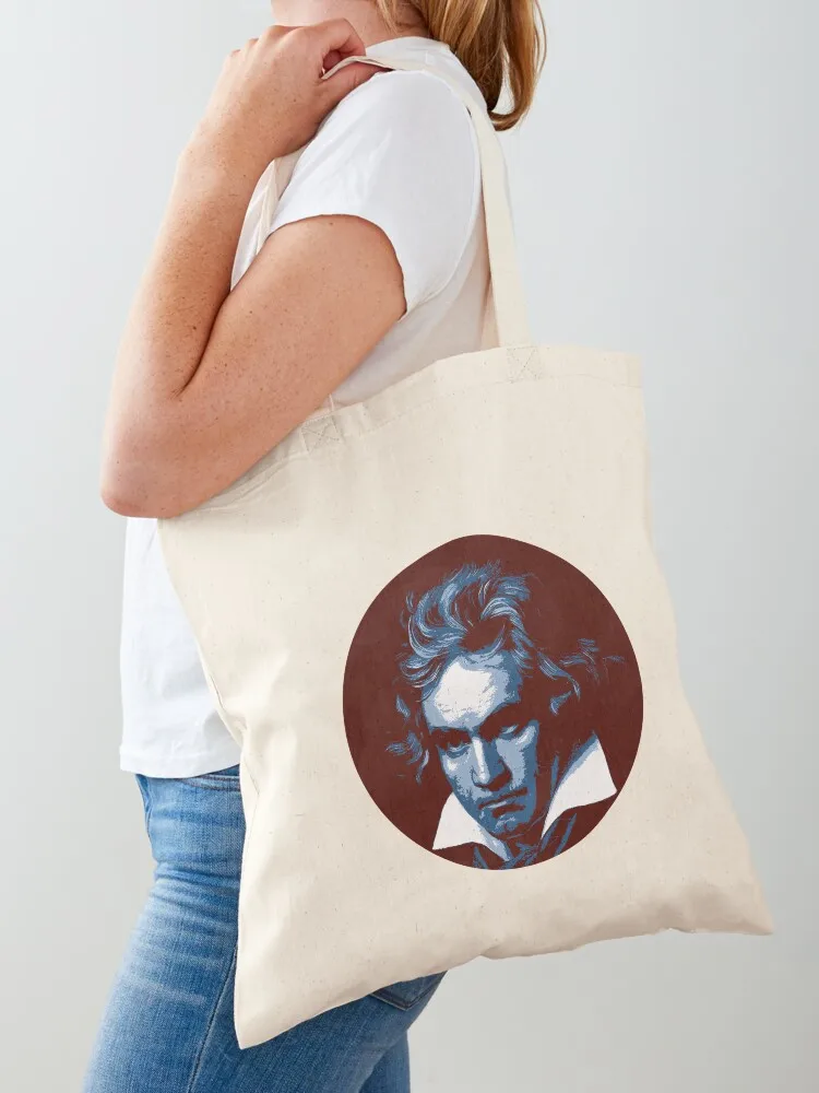 

Ludwig van Beethoven Dark Blue Red Portrait Tote Bag Women's bag eco bag folding shoping