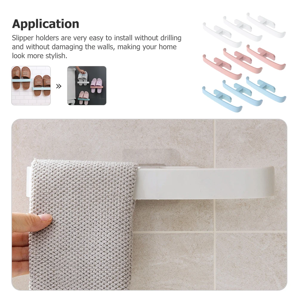 

9pcs Wall-Mounted Shoe Rack Slipper Holder Space Saving No Drilling Bathroom Living Room Storage Rack Slipper Shelf Wall Shoe