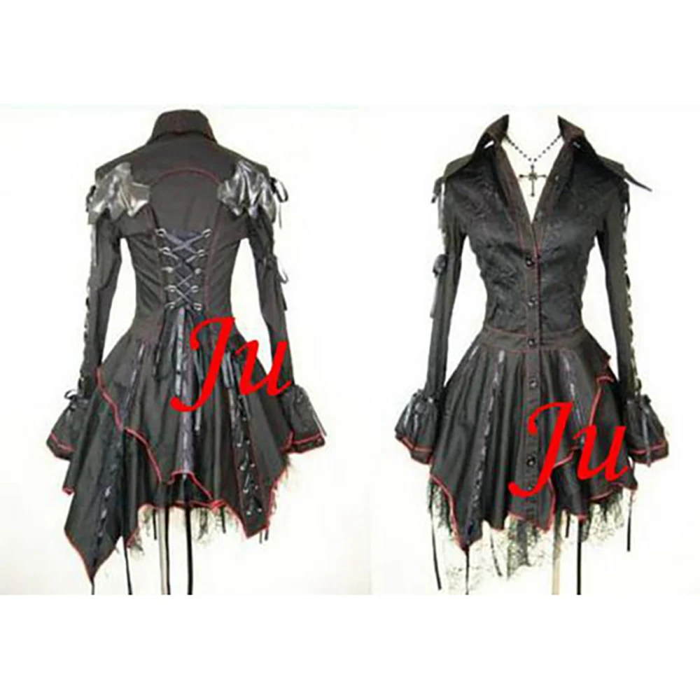 fondcosplay Gothic Lolita Punk Fashion black cotton Dress Cosplay Costume CD/TV[CK560]