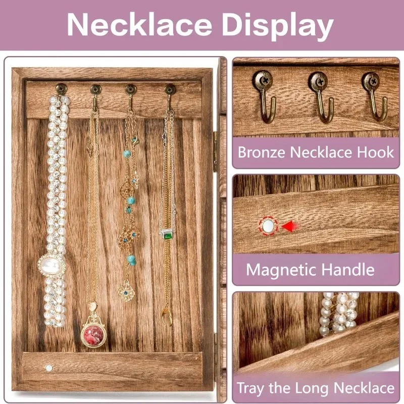 Solid Wood Jewelry Box Large Capacity Jewellery Boxes Retro Multifunctional Jewellery Case Necklace Earrings Casket for Jewelry