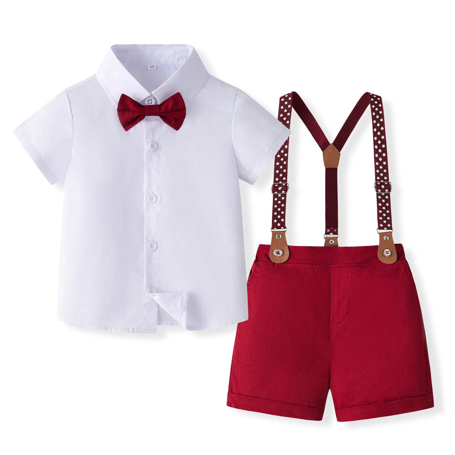 

Boys Summer Bib Pants Set Children's Dress 2-piece Kids Party Wear Size 80-130
