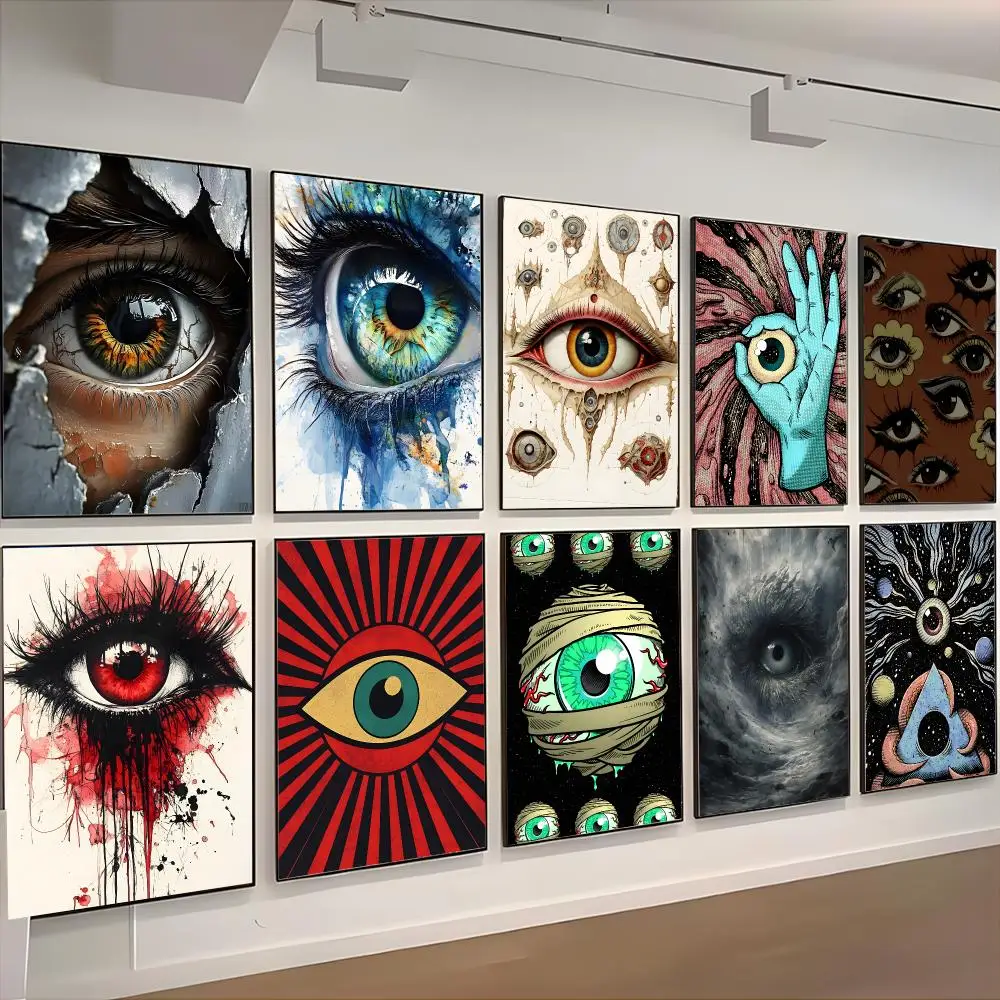 Macabre E-Eyeballs Poster Retro Kraft Paper Sticker DIY Room Bar Cafe Aesthetic Art Wall