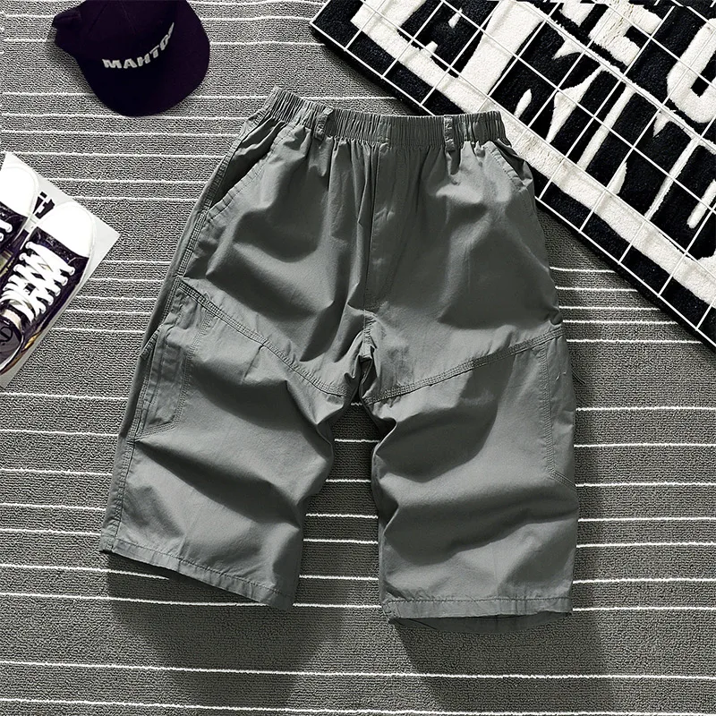 Men's Summer Pants Slim Cotton Large Size 6XL Waist Knee-length Overalls Street Style Side Pocket Casual Sports Cargo Shorts