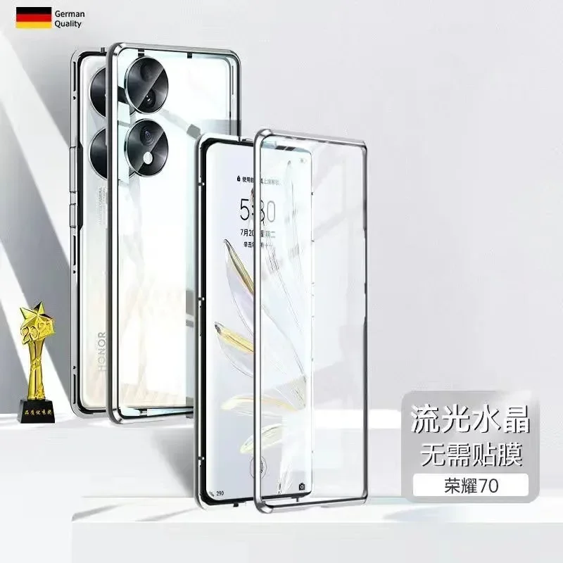 For Honor 70 Pro honor70Pro Mobile Phone Case Ultra Clear Double-sided Glass Cover Anti-fall All-inclusive Lens Phone Case Shell image 5