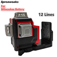 For Milwaukee 18V Battery Laser Level 12 Lines 3D Horizontal & Vertical Green Beams Light Meter Self-Leveling Lasers Tools