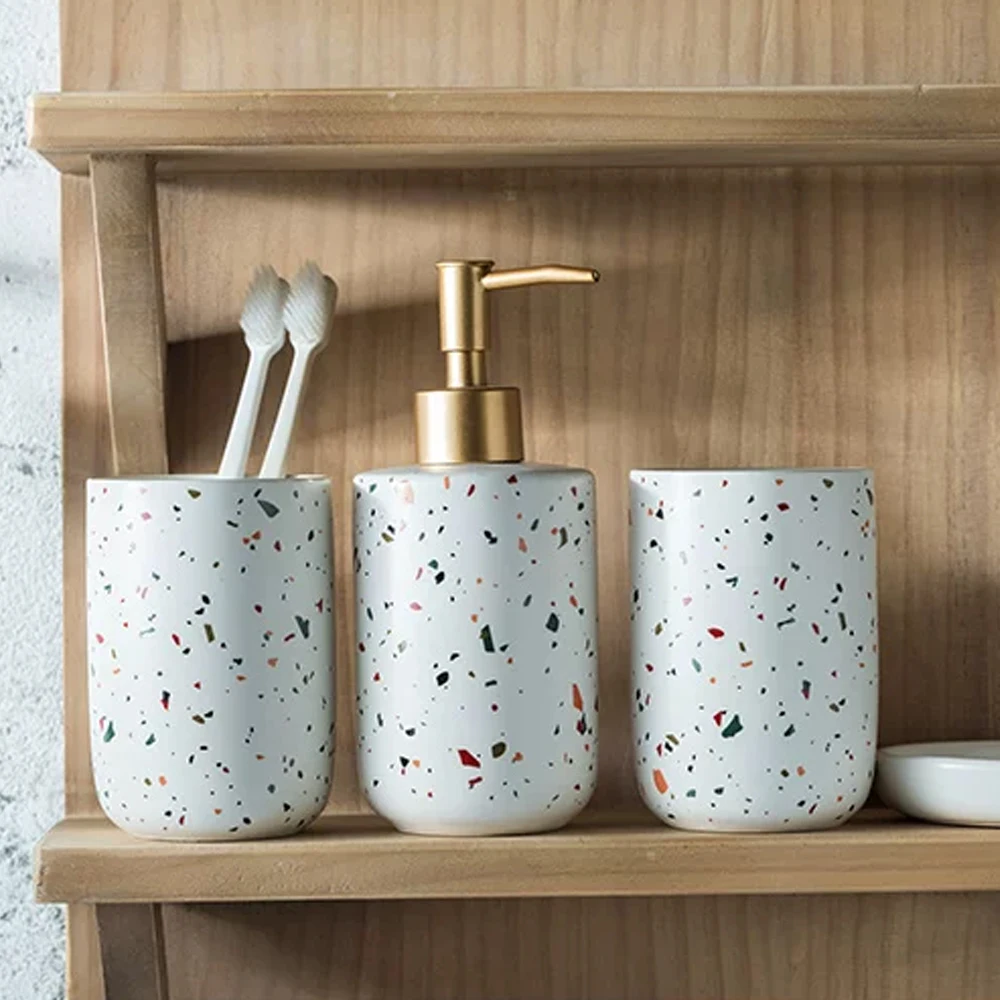 Terrazzo Ceramic Soap Dispenser Table Hand Sanitizer Bottle Hand Sanitizer Dispenser Bathroom Kitchen Hand Sanitizer Container