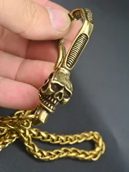 Punk 40cm  Soild brass Pants bike Wallet snake Chain Keychain large skull U Buckle Clips  Hook Cowboy Belt key Chains