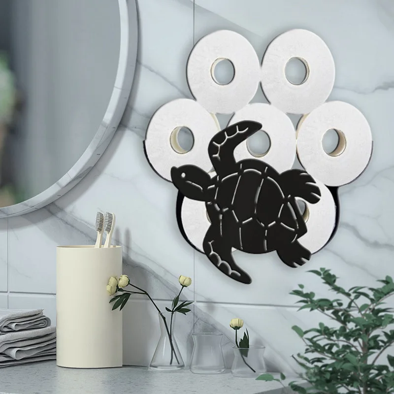 Metal Wall Mounted Paper Towel Holder Turtle Shaped  Creative Paper Towel Storage Rack For Livingroom Home Creation Decoration