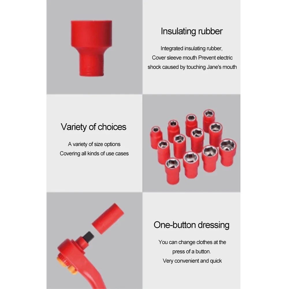 

For High Voltage Environments High Voltage Insulation Tool Hexagon 1000V Wrench Integrated Insulation Rubber Metric Sleeve Sizes