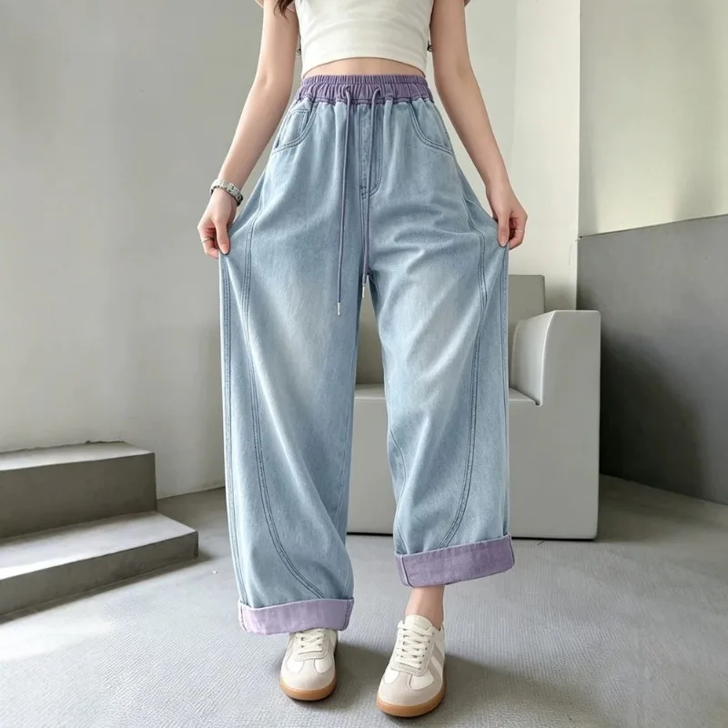 UNITIM 4-14 Jahre Mädchen-Jeans, Sommer, dünn, atmungsaktiv, für Kinder, Mädchen, Denim-Hose, lässig, gespleißt, für Junior-Mädchen, Hose mit weitem Bein – Detail 14