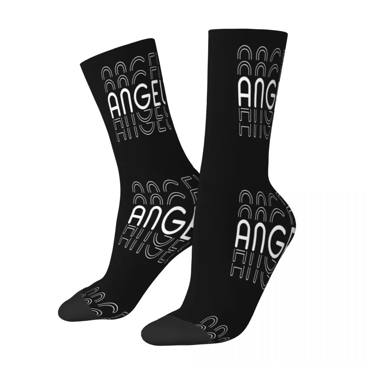 Name Angel In Black And White Style Angel Socks Male Mens Women Summer Stockings Polyester