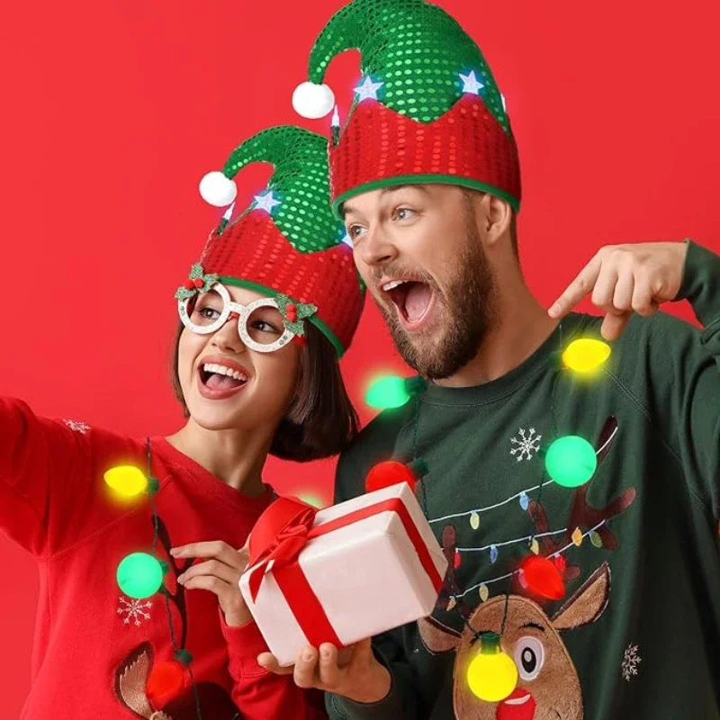 1-10 قطعة قلادة توهج الحفلات 9 أضواء LED توهج عيد الميلاد لمبة قلادة هدايا الحفلات فلاش لمبة قلادة توهج في الظلام الدعائم