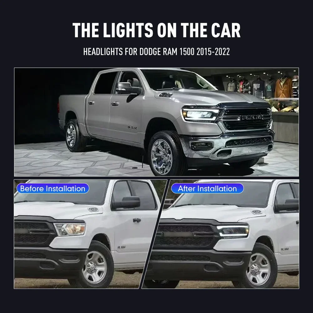 

2 шт. автомобильные фары для Dodge Ram 1500 2015-2022 светодиодные фары DRL дневные ходовые огни сигнальные лампы автоаксессуары