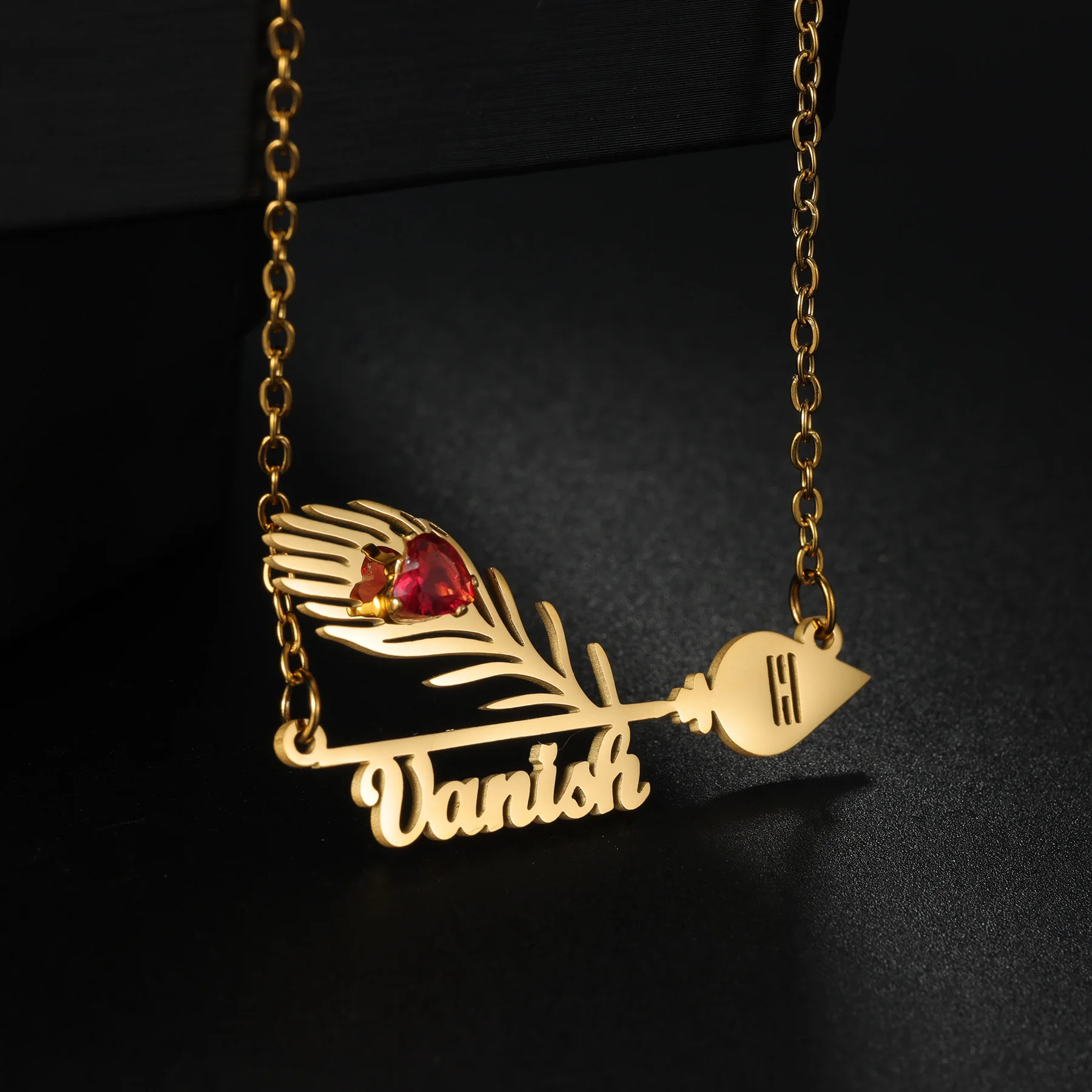 Atoztide اسم مخصص قلادة للنساء الطاووس ريشة السهم قلادة مجوهرات من صلب لا يصدأ سلسلة هدية عيد ميلاد شخصية #4