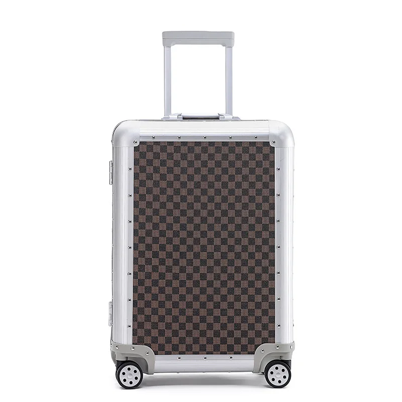 Equipaje de cuero con marco de aleación de aluminio de primera calidad, Maleta de mano unisex de 26 pulgadas, nueva Estuche De Viaje con equipaje de construcción resistente