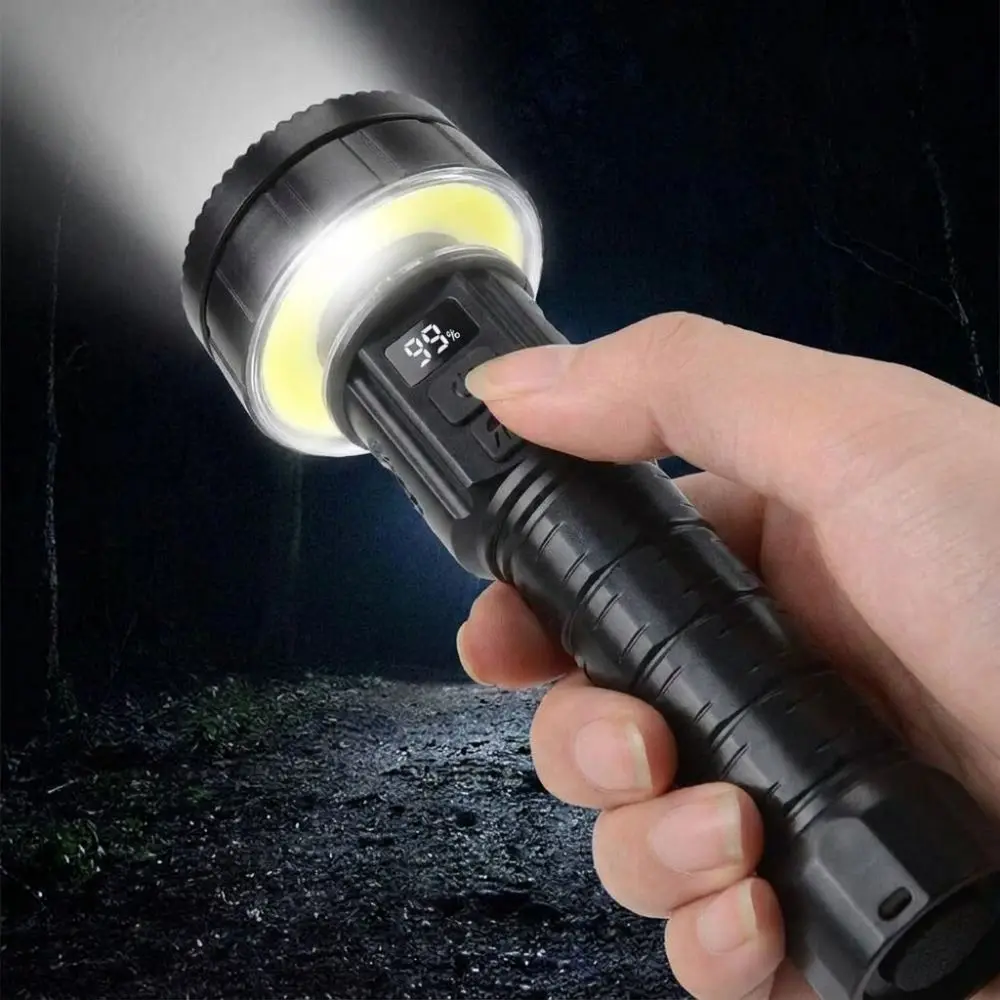 With Tripod Dual Side LED Flashlight Digital Display Side Light Ultra Bright LED Flashlight Long Range 10 Core