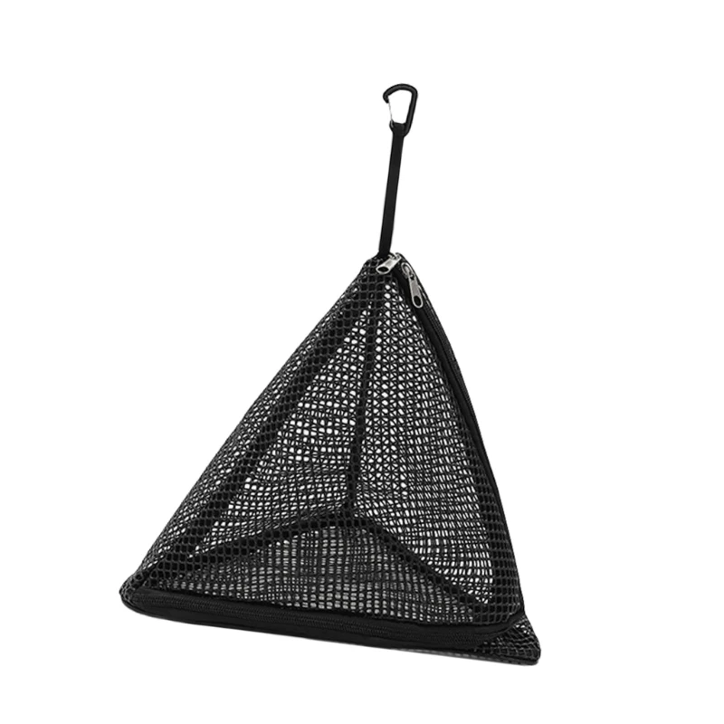 Spacious Triangles Hanging Net Hollows Double Zippers Drying Net Bag Lanyard