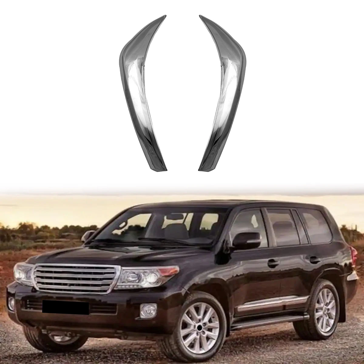 For Toyota Land Cruiser FJ200 2012-2016 ABS Chrome Front Headlight Lamp Cover Garnish Strip Eyebrow Cover Trim