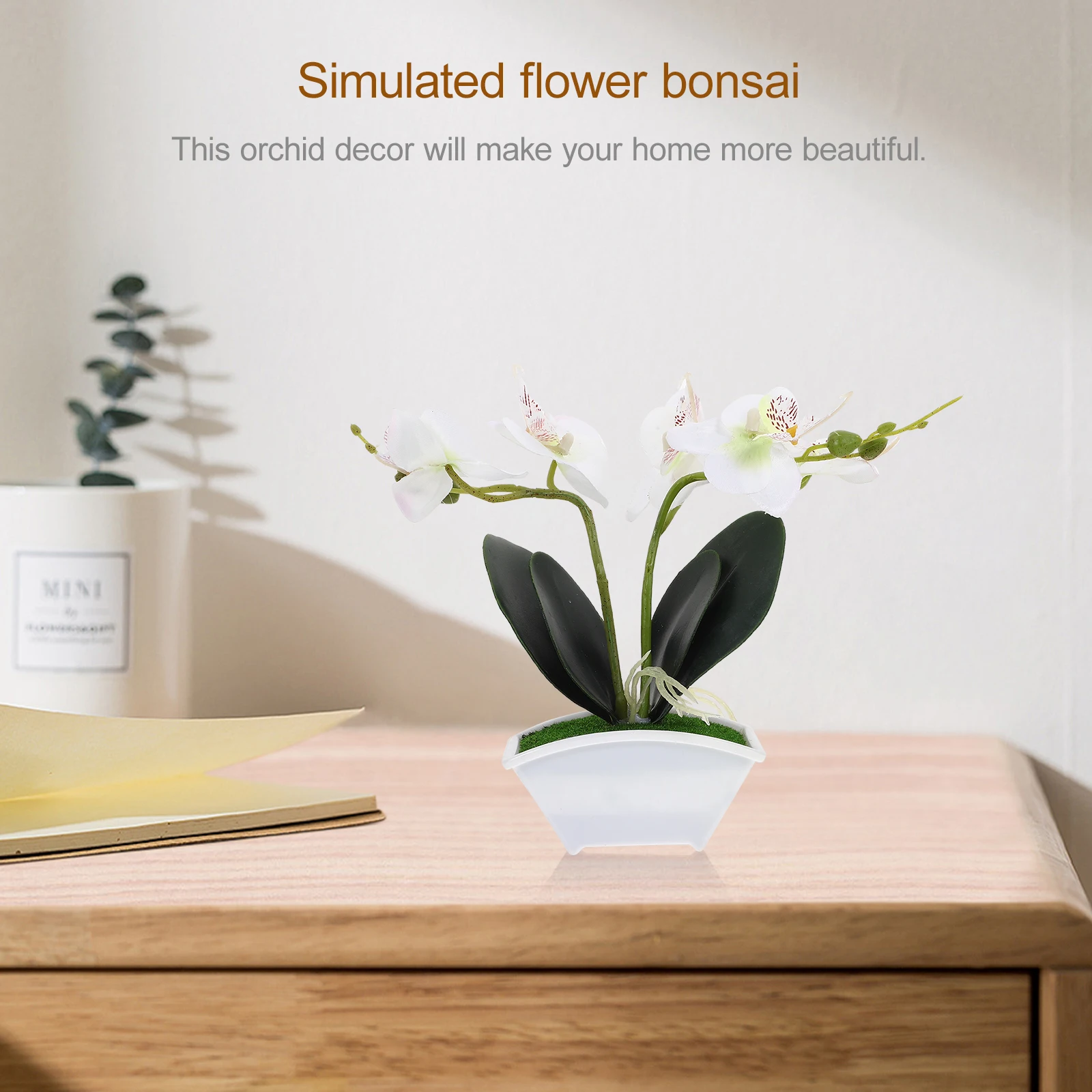 

Mini Orchid Table Plant Artificial Potted Plant Bathroom Kitchen Decor Fake Orchid Flower Centerpiece Table Decor