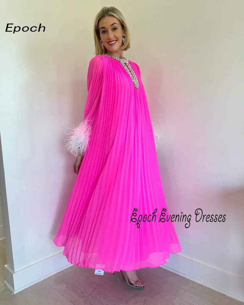 Epoch Sexy Women's Luxury Chiffon Evening Dress 2024 فساتين سهره سعوديه Elegant Crystal Pleat Custom Formal Cocktail Prom Gown