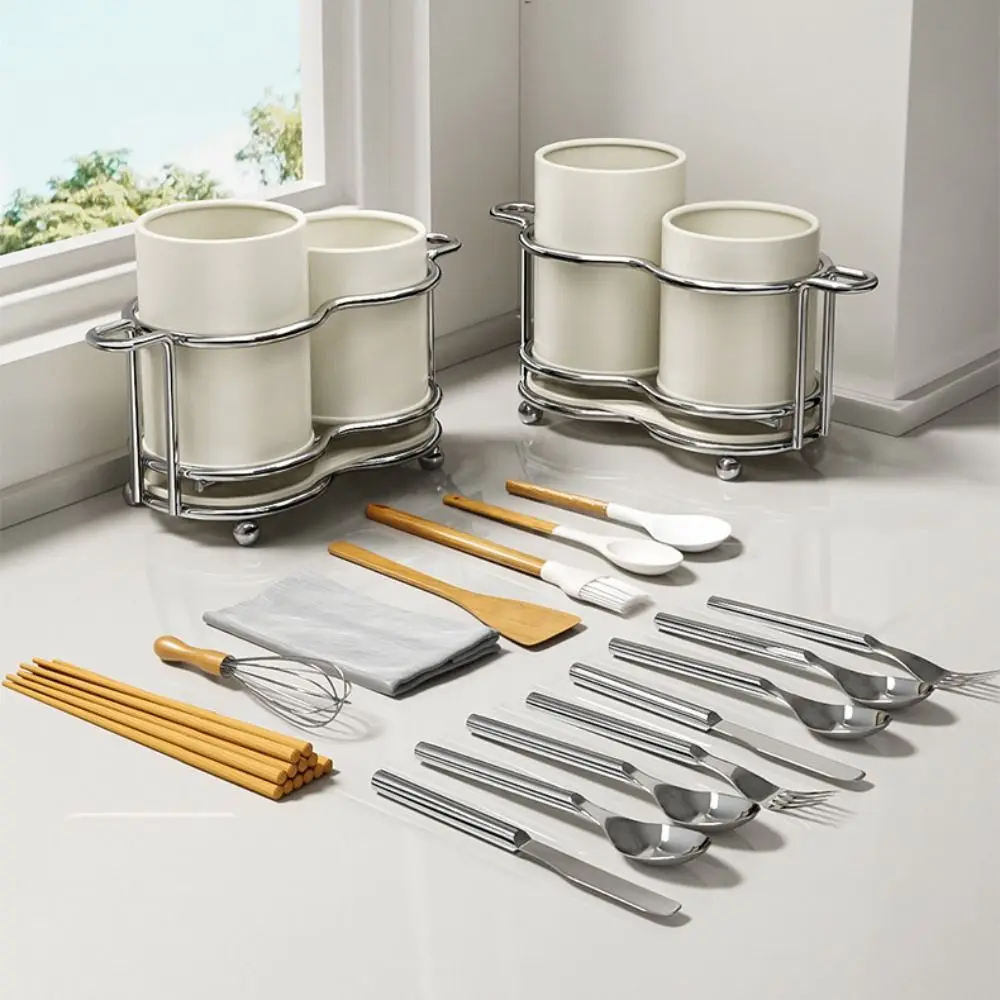 多機能キッチン用品ホルダー-省スペース-大容量-箸立て-防錆-箸-フォークオーガナイザー