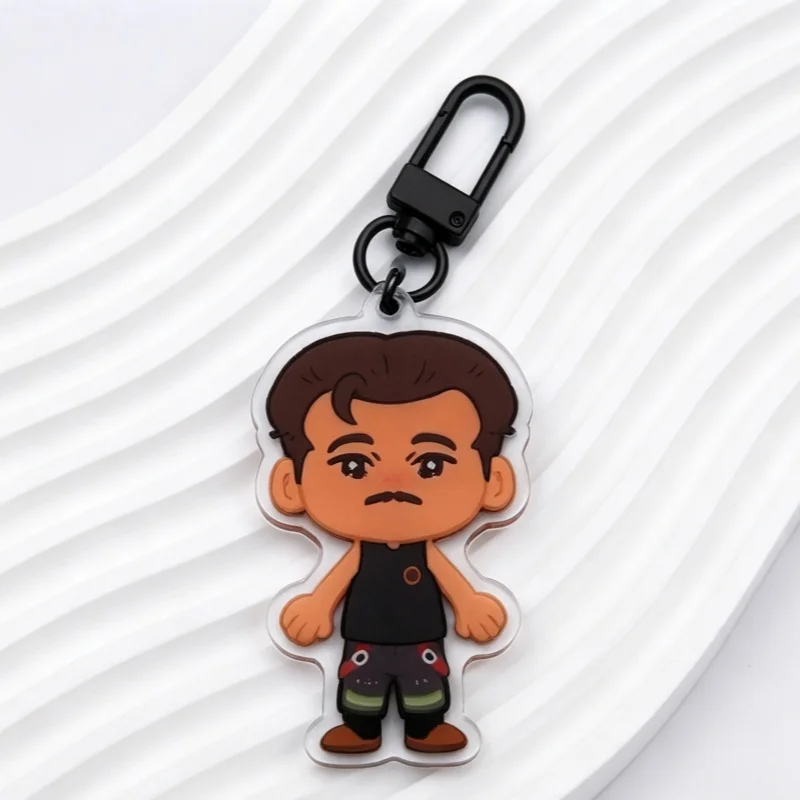 Niedlicher Chibi-Mann Acryl-Schlüsselanhänger, Cartoon-Charakter Taschenanhänger, Fan-Art-Geschenk inspiriert von 9-1-1 Eddie Diaz