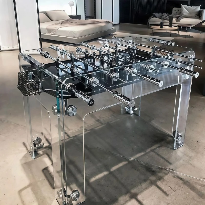 Transparent tempered crystal glass acrylic foosball machine solid wood standard adult double foosball table