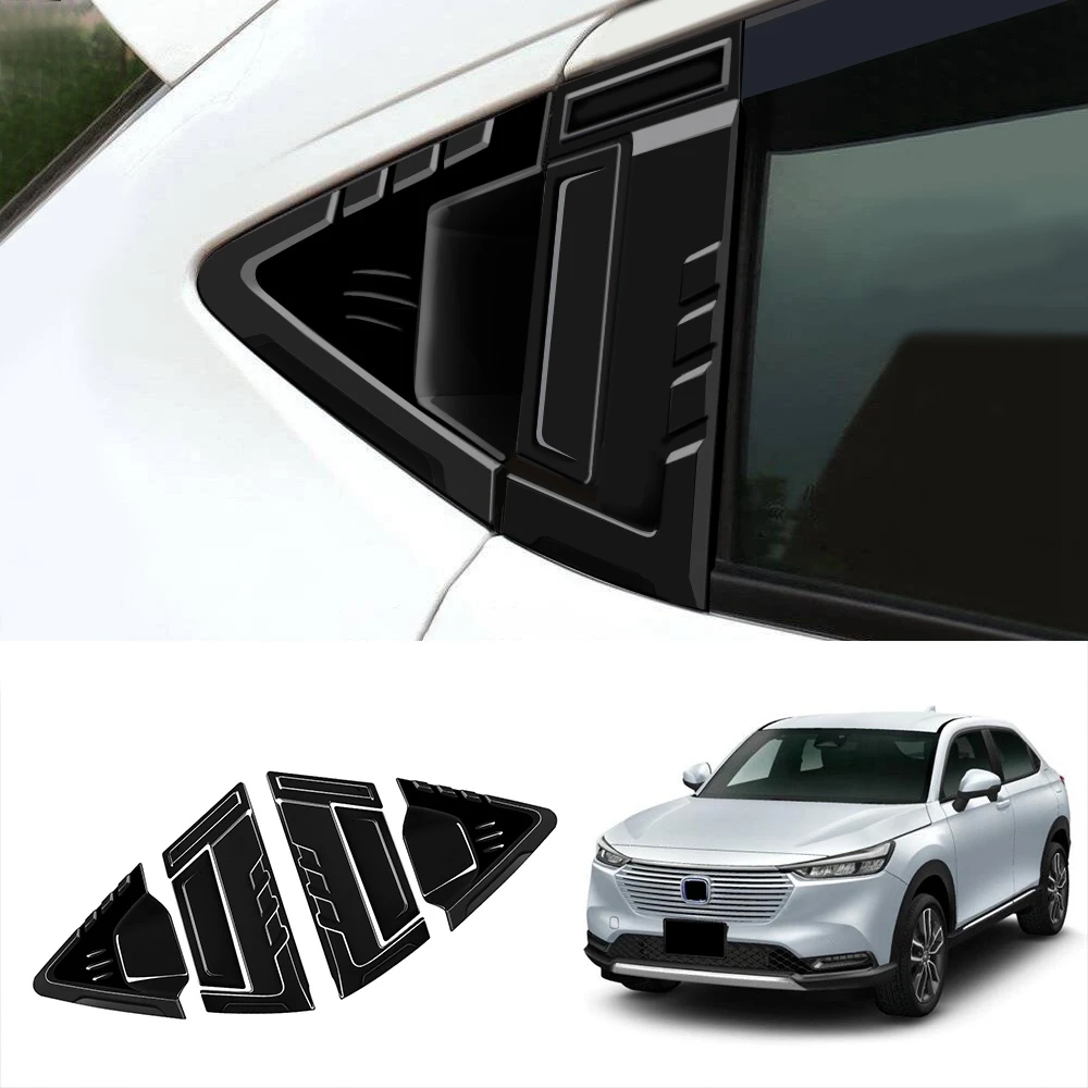 Car Glossy Black Rear Window Triangle Louver Shutter Cover Trim for Honda HRV HR-V Vezel 2021 2022 Window Side Vent Trim